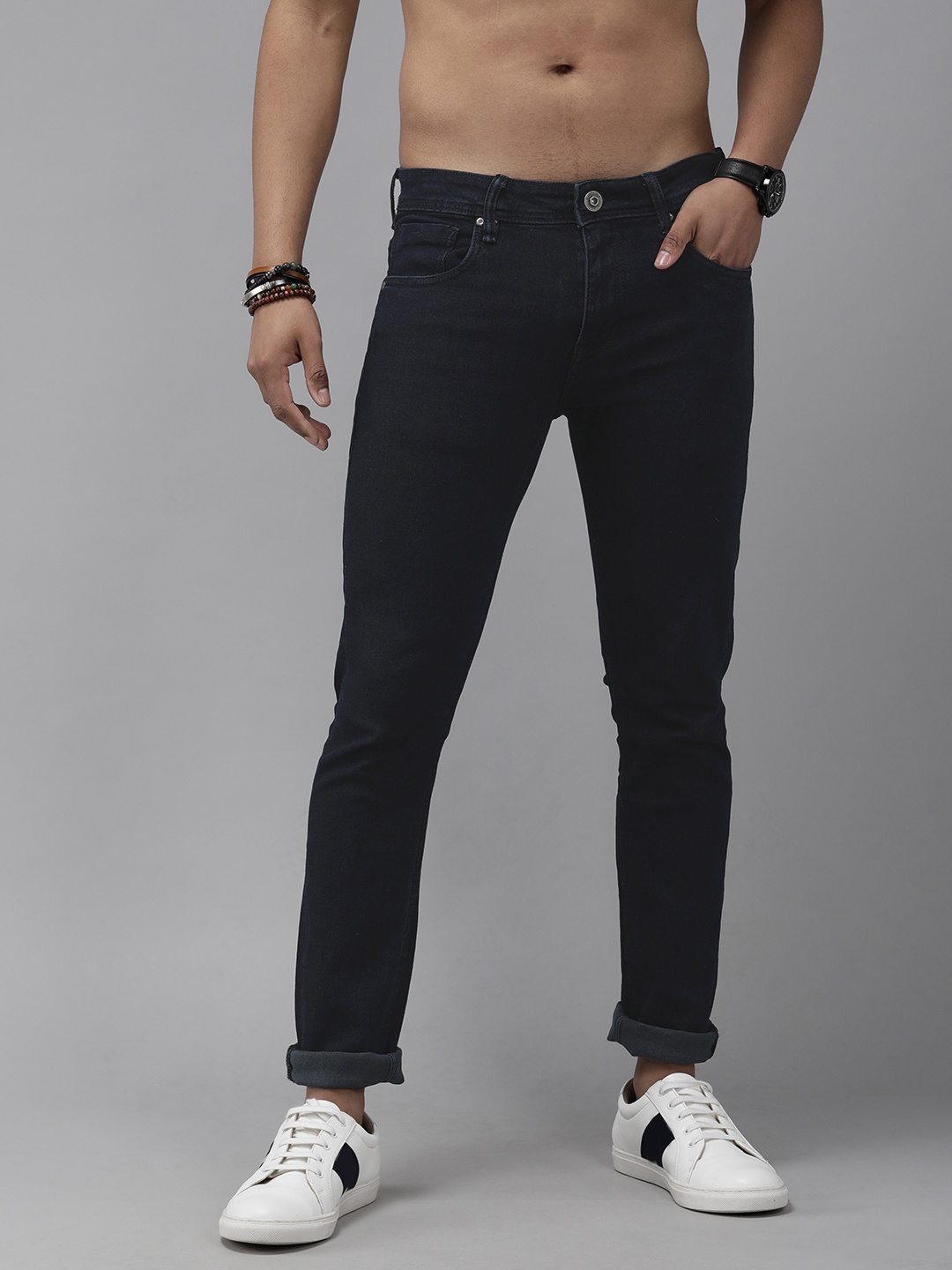 

The Roadster Lifestyle Co Men Navy Blue Skinny Fit Stretchable Jeans