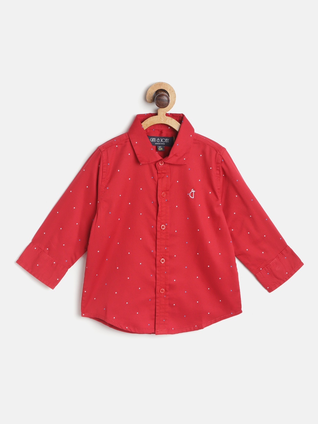 

Gini and Jony Infant Boys Red & White Ditsy Print Pure Cotton Casual Shirt