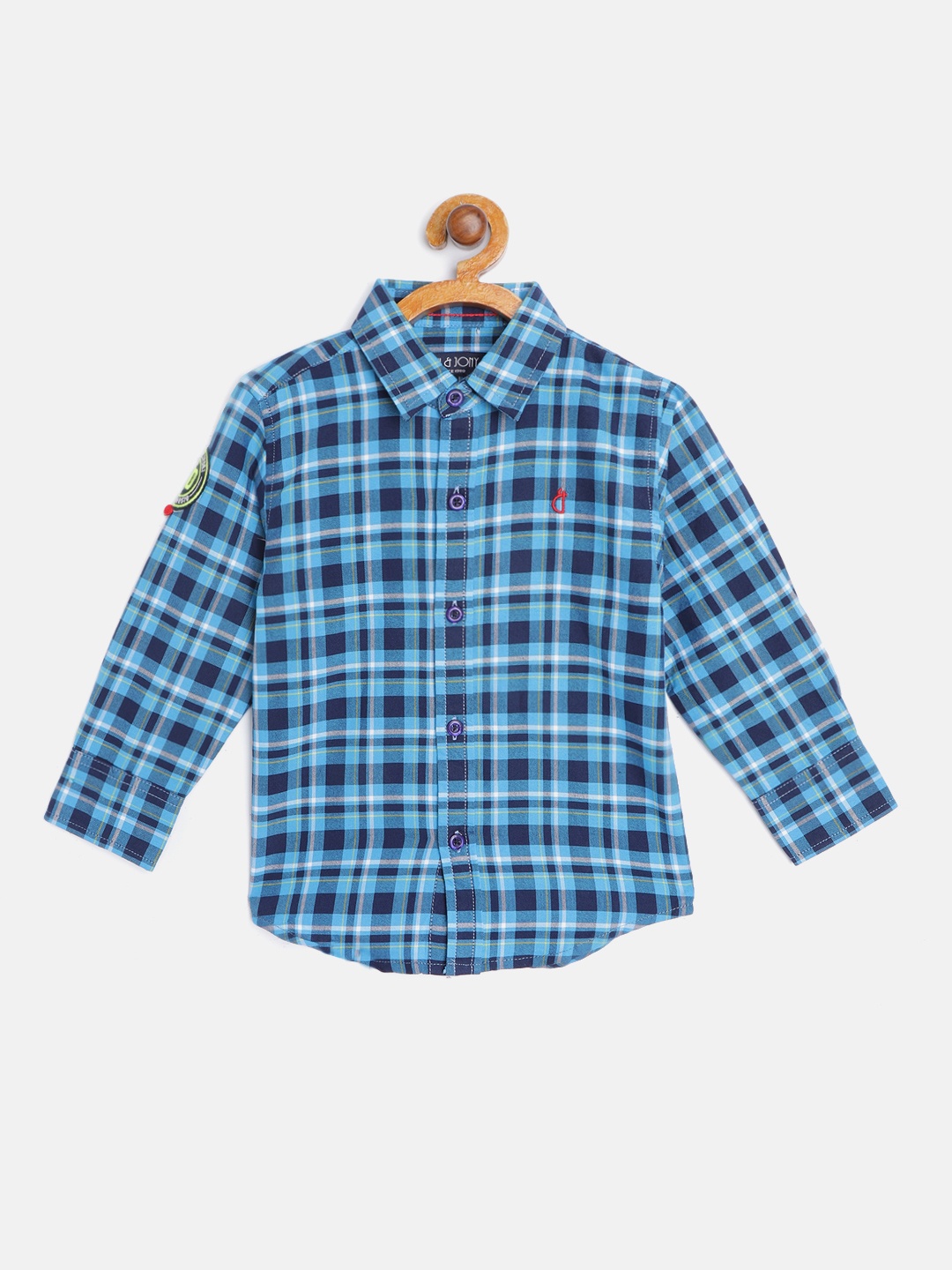 

Gini and Jony Boys Blue Cotton Tartan Checked Casual Shirt