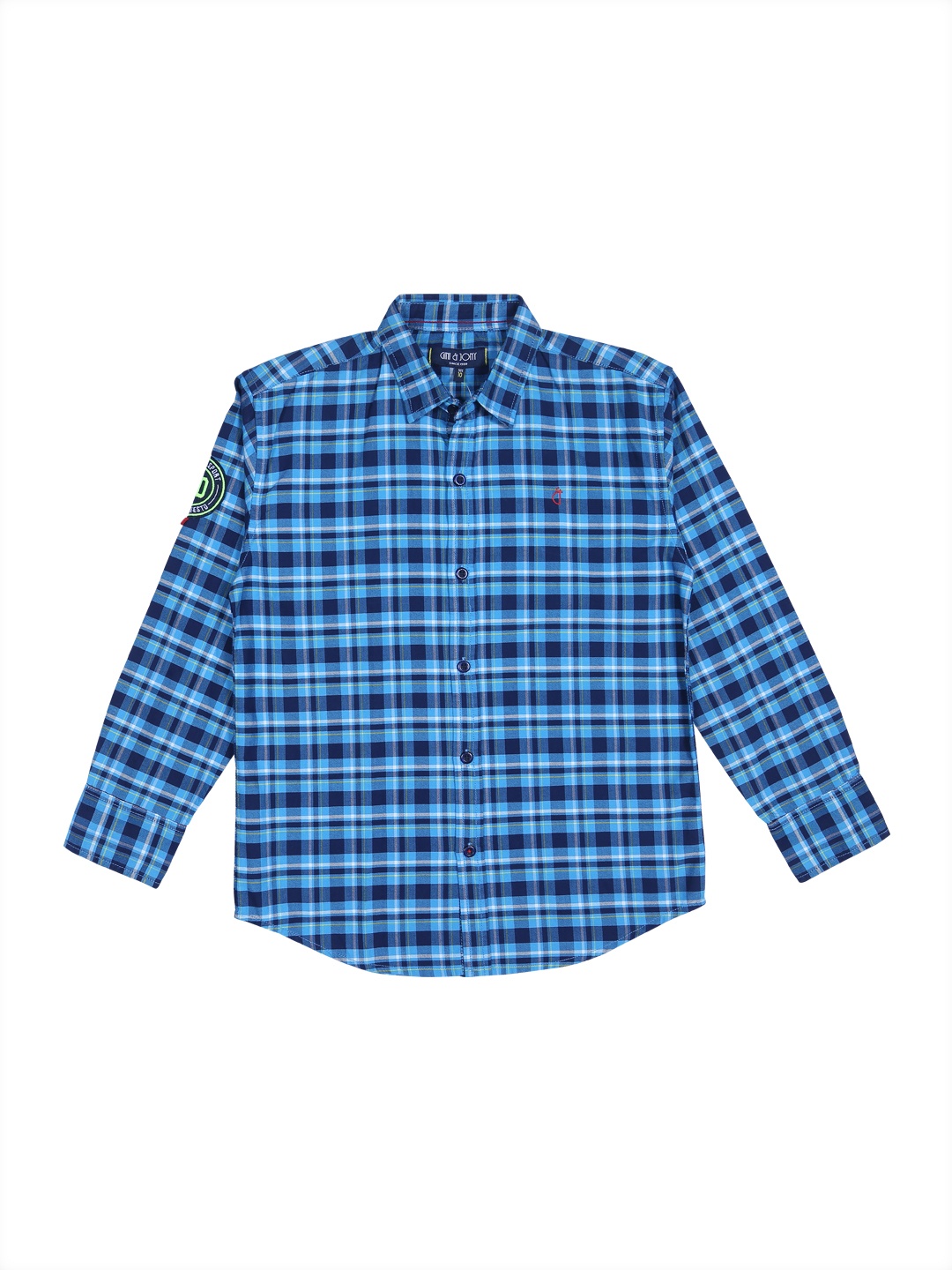 

Gini and Jony Boys Blue Cotton Tartan Checked Casual Shirt