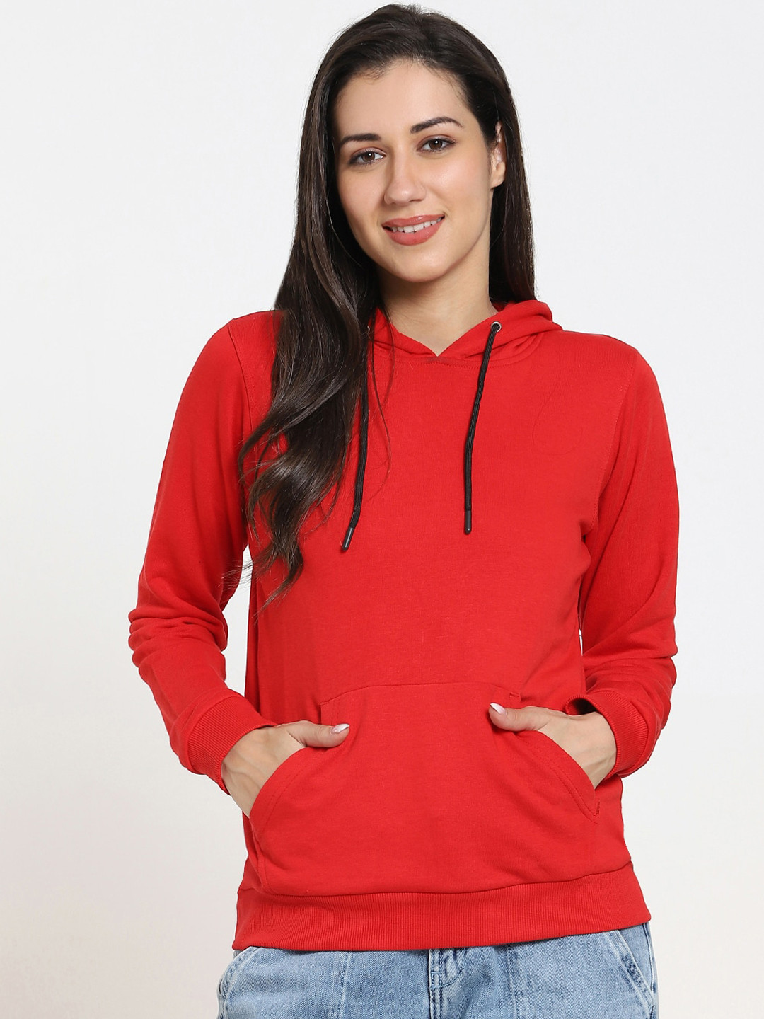 

Bewakoof Women Red Hooded Sweatshirt