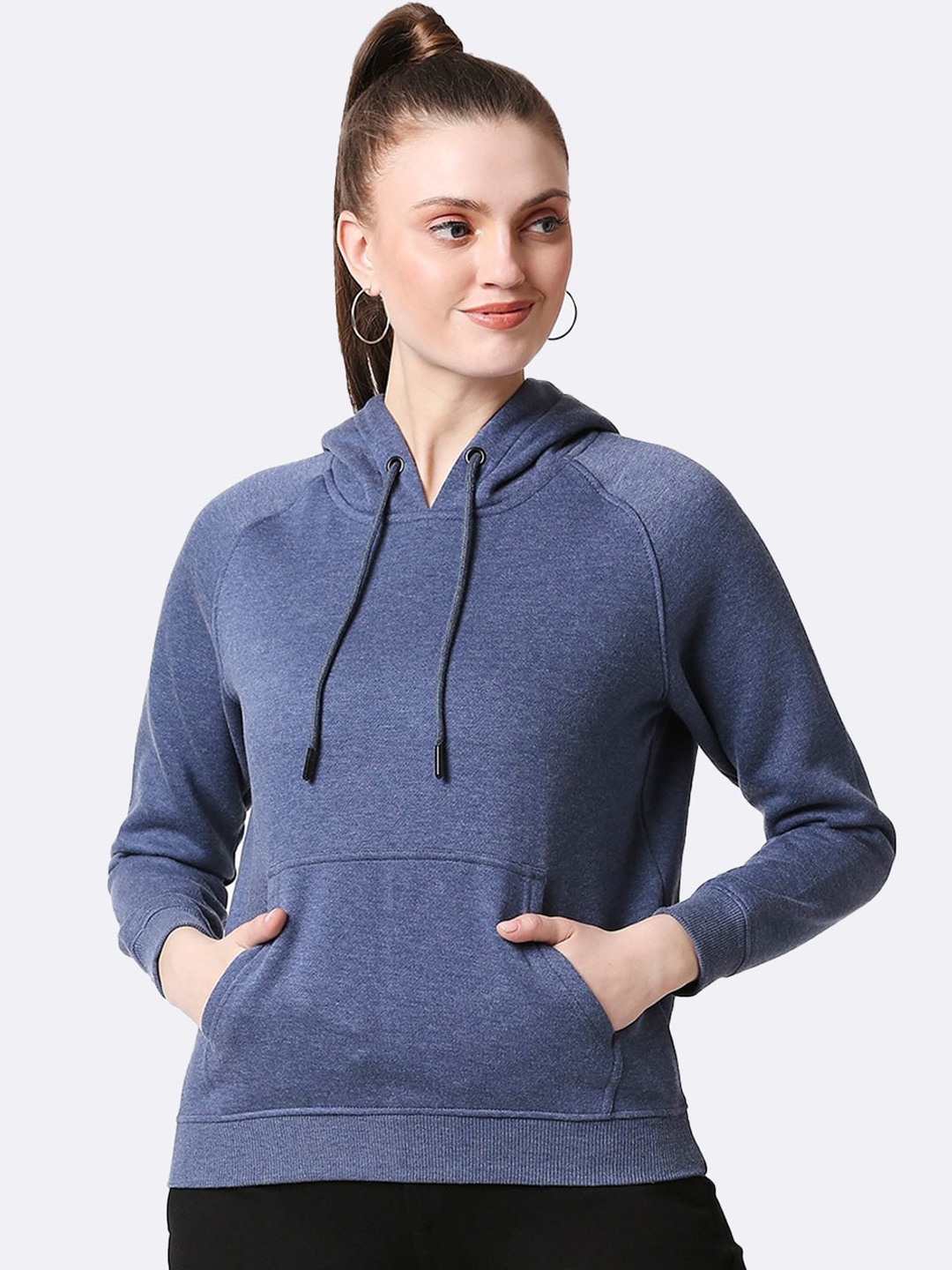 

Bewakoof Women Blue Hooded Sweatshirt