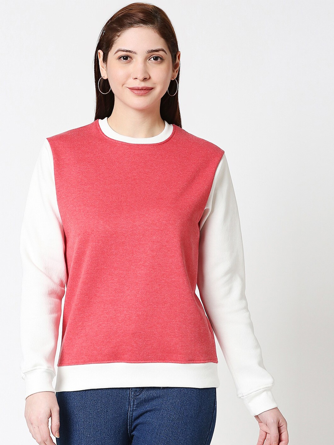 

Bewakoof Women Red & White Colourblocked Pullover