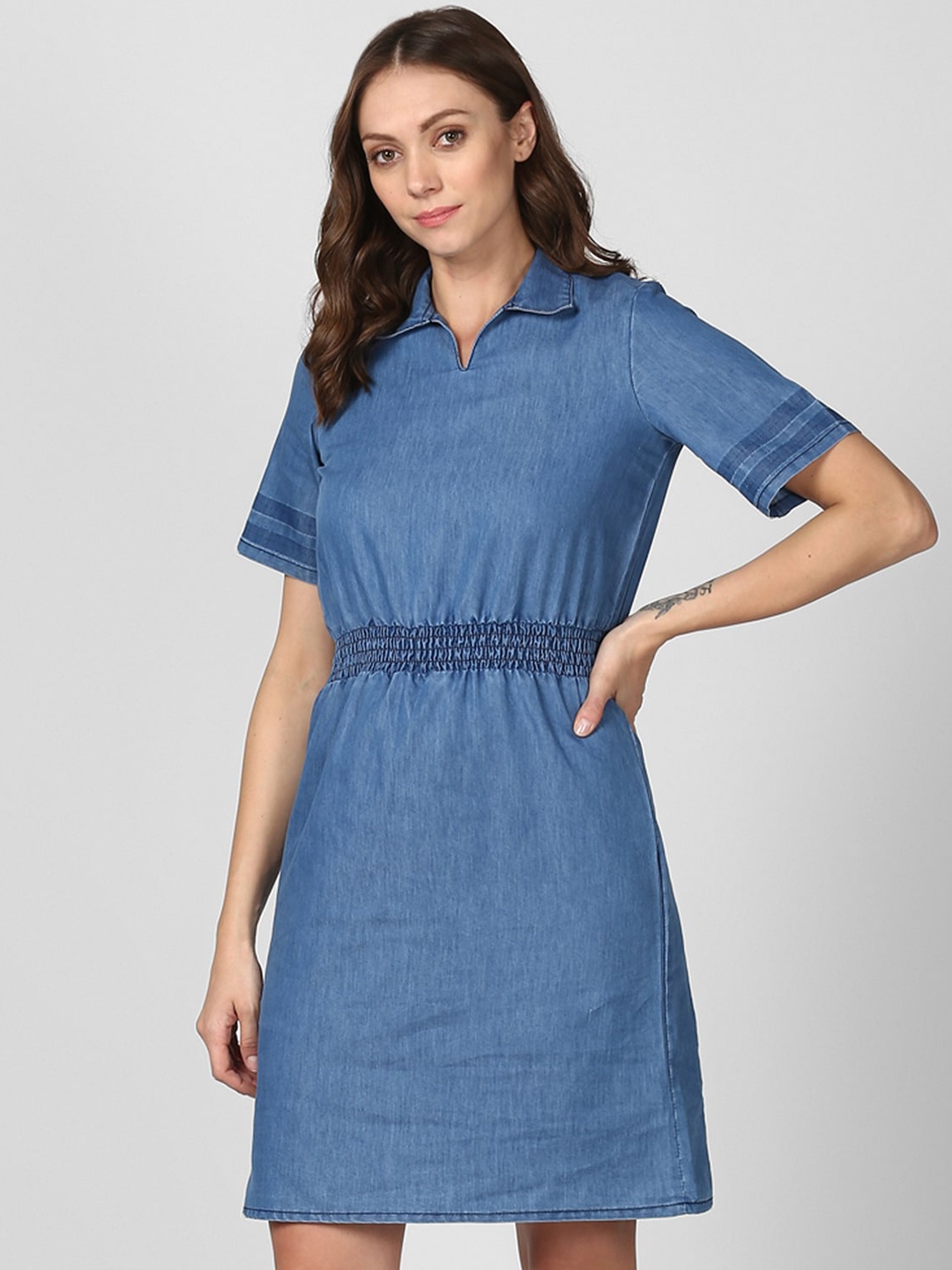 

StyleStone Blue Denim A-Line Dress