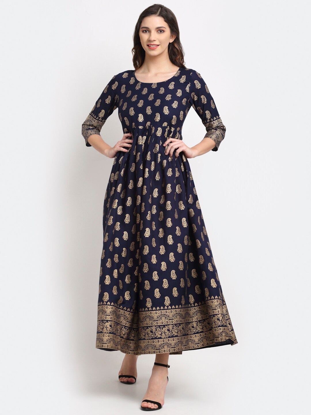 

Rudra Bazaar Women Blue Ethnic Motifs Printed Kurti