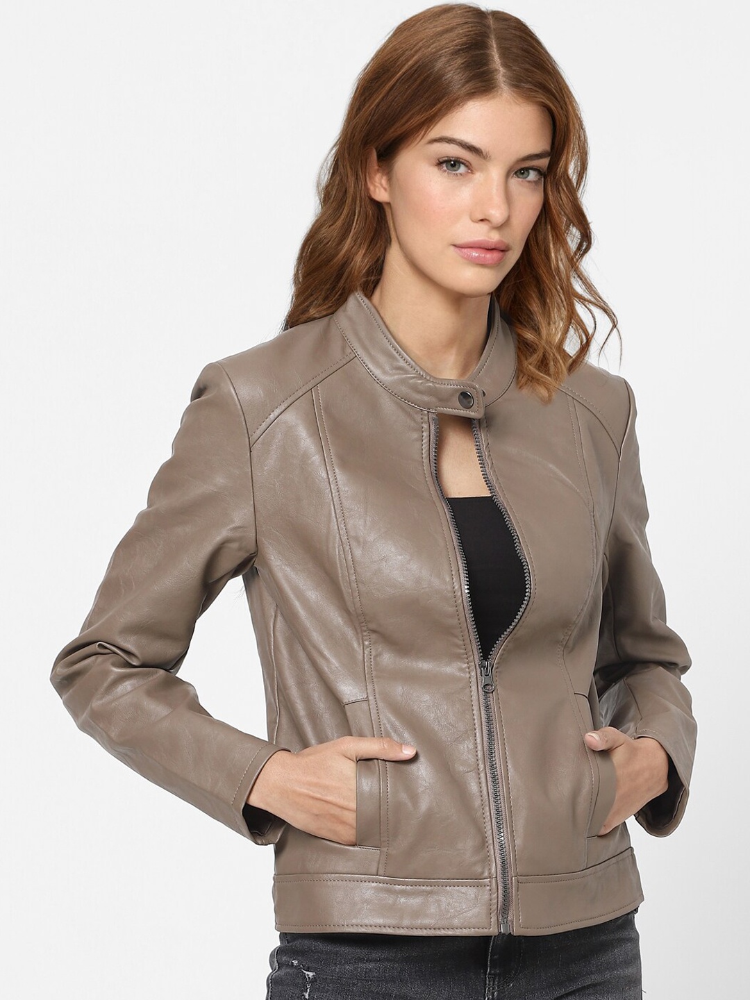 

ONLY Women Brown Biker Jacket