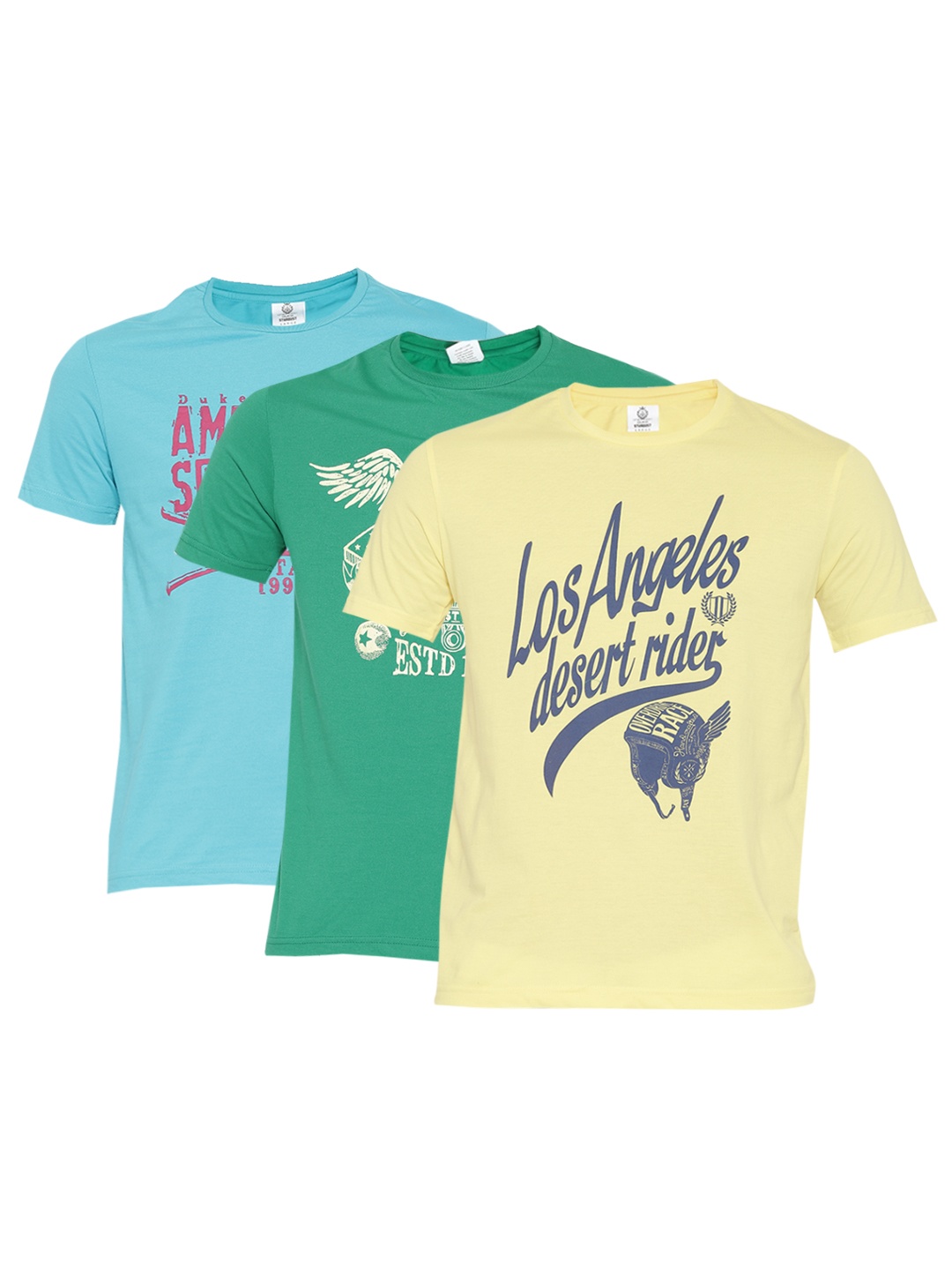 

Duke Stardust Men Pack of 3 Printed T-shirts, Green