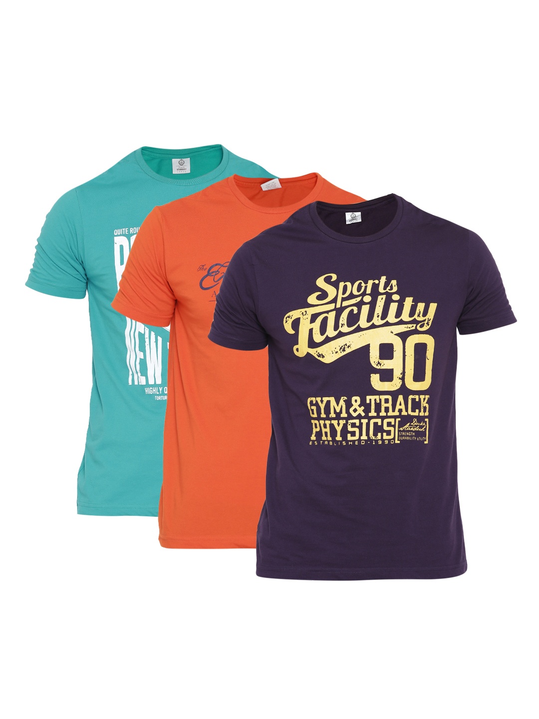 

Duke Stardust Men Pack of 3 Printed T-shirts, Orange