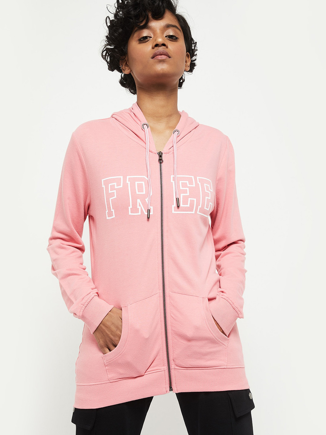 

max Women Pink Longline Sporty Jacket