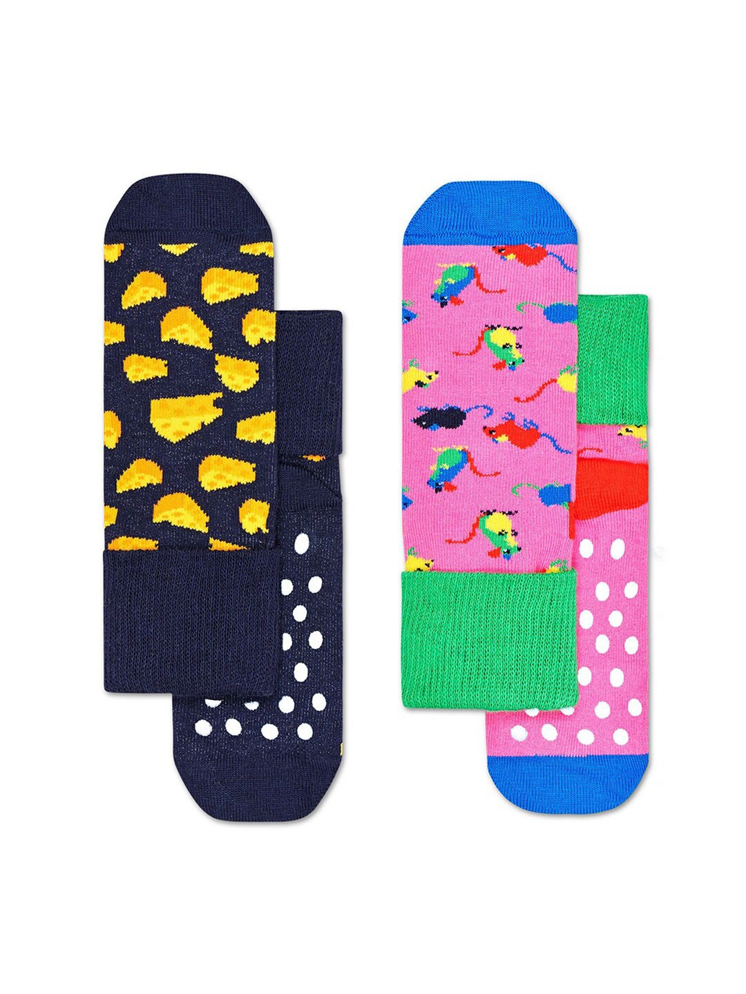 

Happy Socks Kids Pack Of 2 Patterned Ankle-Length Socks, Pink