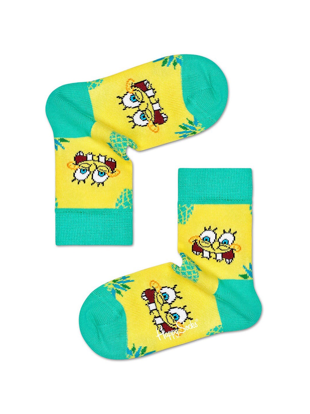 

Happy Socks Kids Yellow & Sea-Green Sponge Bob Patterned Ankle-Length Socks