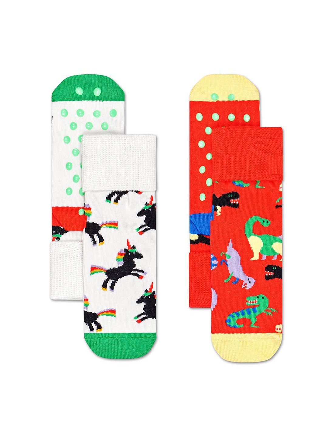

Happy Socks Infant Kids Pack Of 2 Patterned Above Ankle-Length Anti-Slip Socks, White