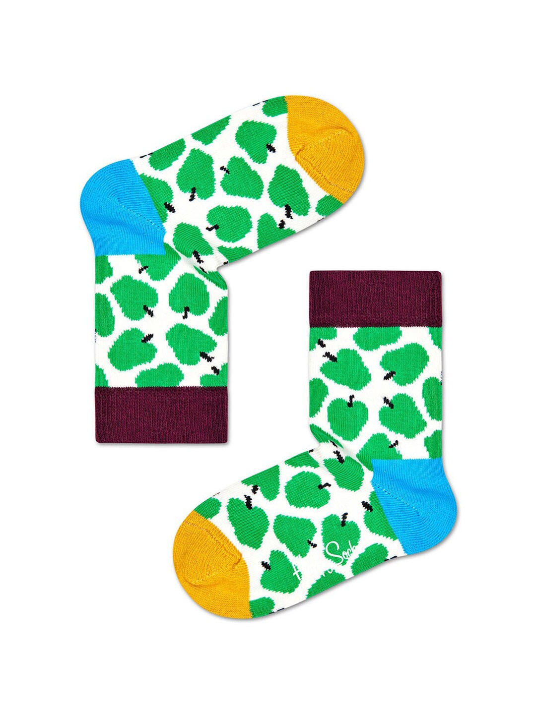 

Happy Socks Infant Kids White & Green Apple Patterned Above Ankle-Length Socks