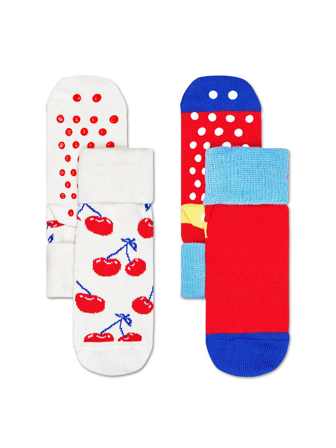 

Happy Socks Kids Pack Of 2 Patterned Ankle-Length Anti-Slip Cotton Socks, Multi