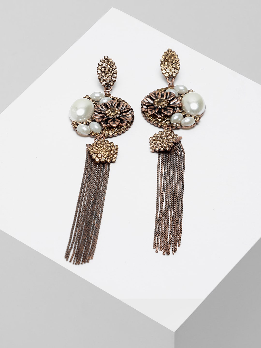 

AVANT-GARDE PARIS Copper-Toned Floral Drop Earrings