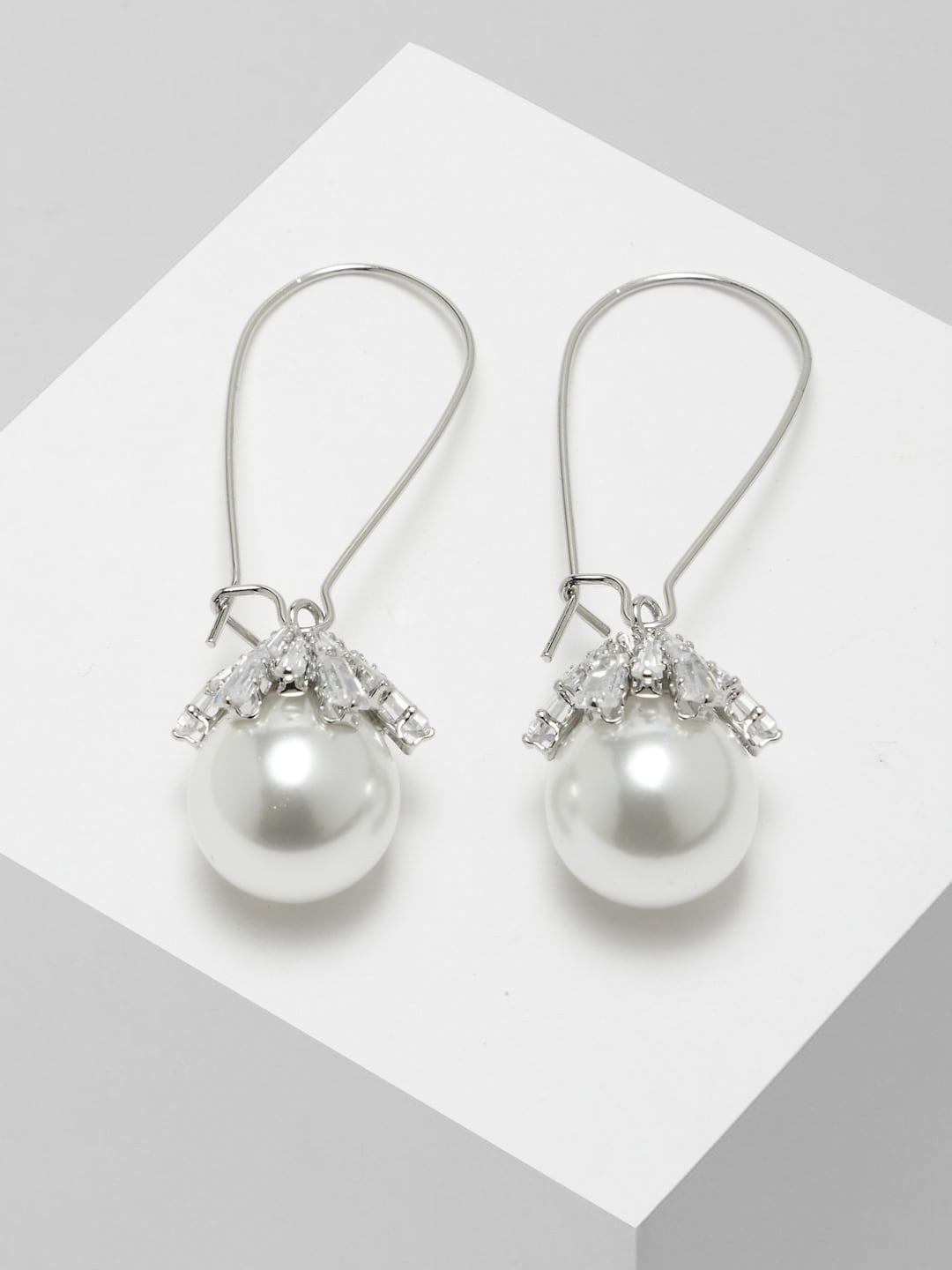 

AVANT-GARDE PARIS Silver-Toned Contemporary Drop Earrings