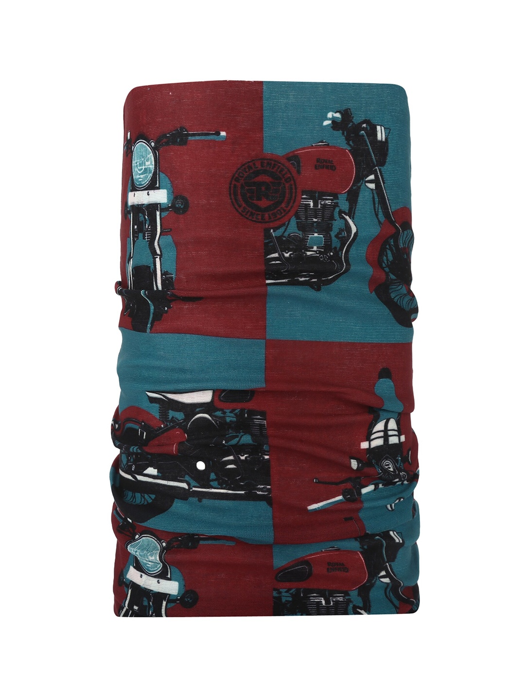 

Royal Enfield Unisex Turquoise Blue & Maroon Printed Balaclava