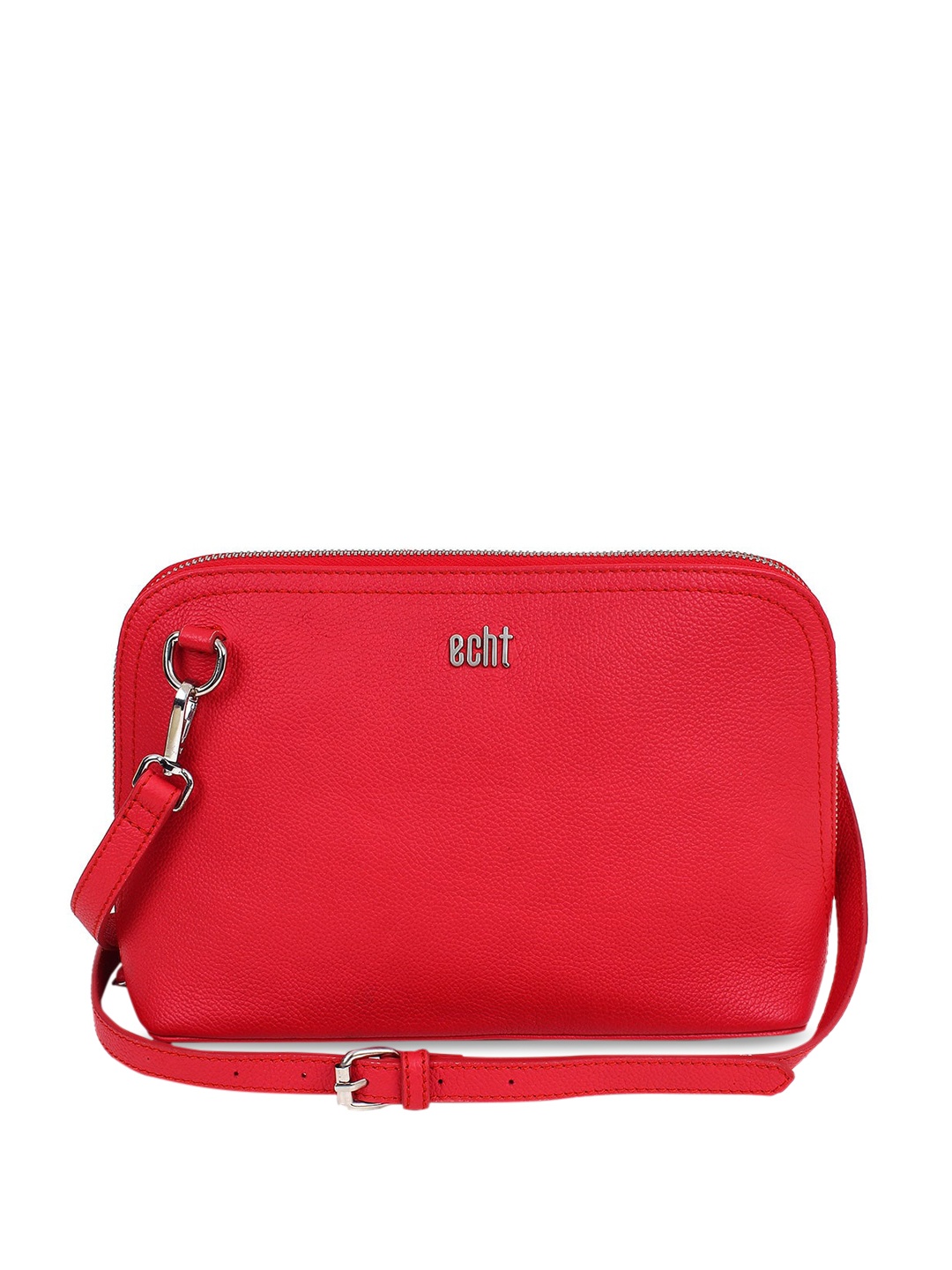 

echt Red Leather Structured Sling Bag with Bow Detail