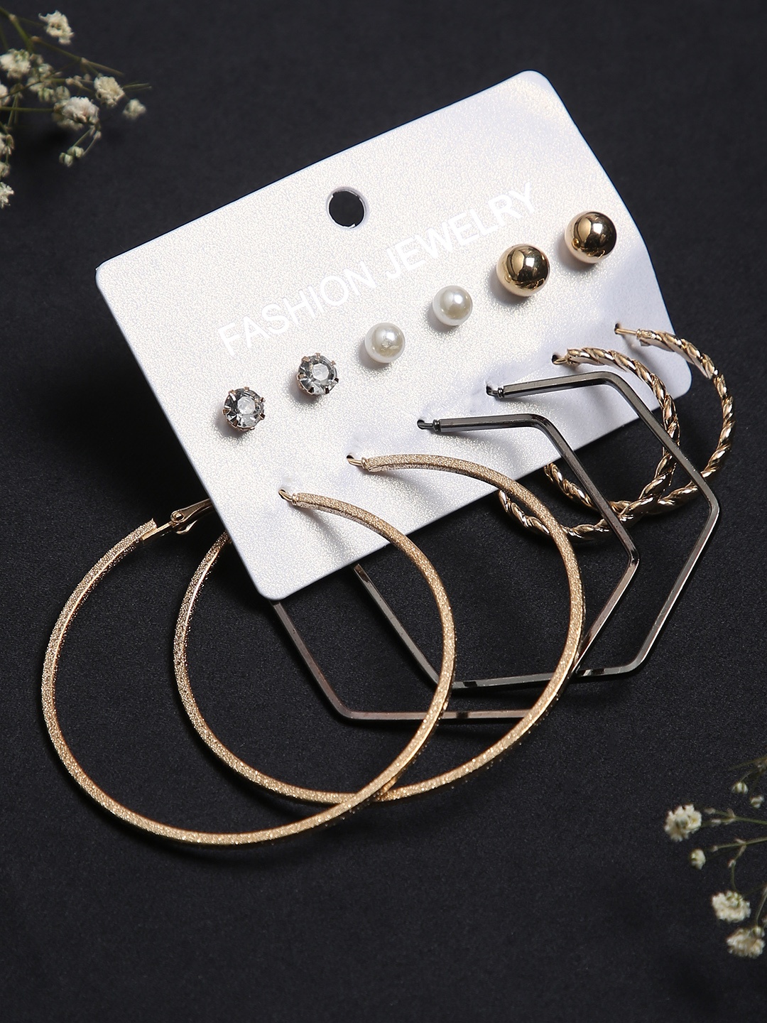 

justpeachy Pack of 6 Earrings, Multi