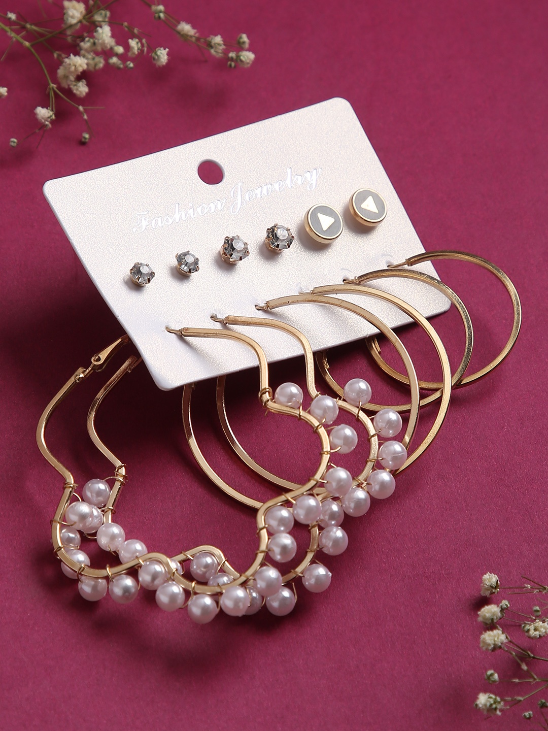 

justpeachy Pack of 6 Earrings, Gold