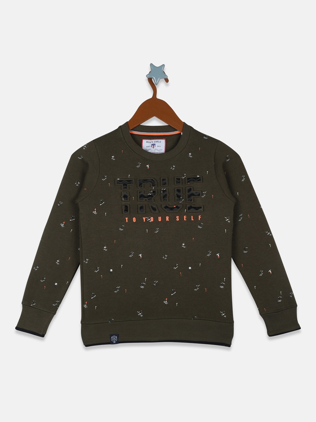

Monte Carlo Boys Olive Green & Black Typography Sweatshirt