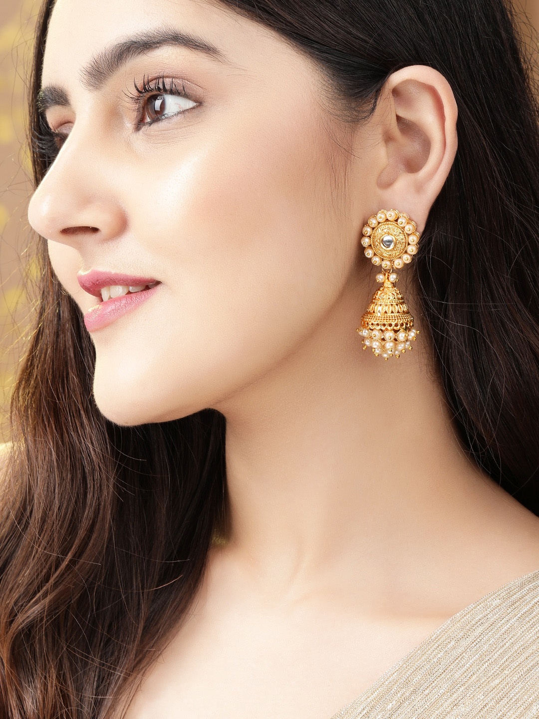 

Rubans Gold-Plated Classic Jhumkas Earrings