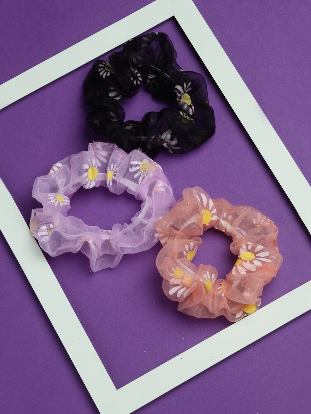 

VOGUE PANASH Women Purple & Peach-Coloured Set of 3 Ponytail Holders