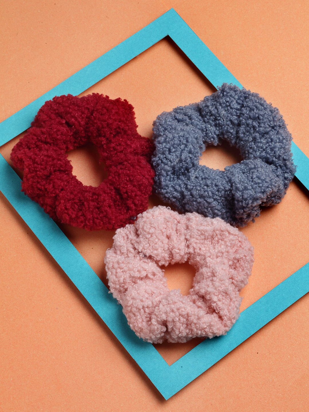 

VOGUE PANASH Women Blue & Maroon Set of 3 Ponytail Holders