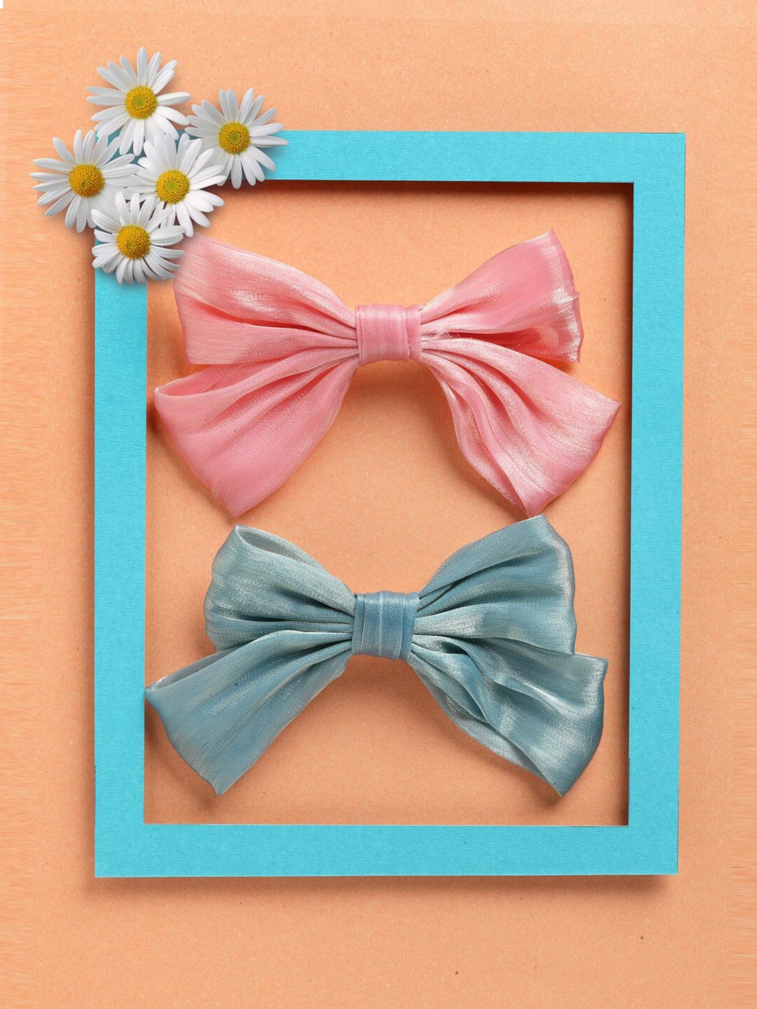 

VOGUE PANASH Women Turquoise Blue & Pink Set of 2 Lace French Barrette
