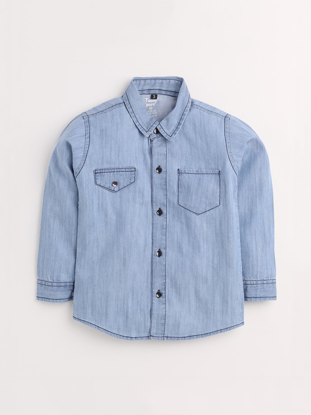 

Toonyport Boys Blue Opaque Denim Casual Shirt
