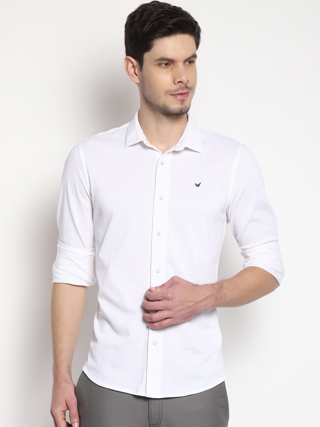 

Blackberrys Men White Skinny Fit Opaque Cotton Casual Shirt