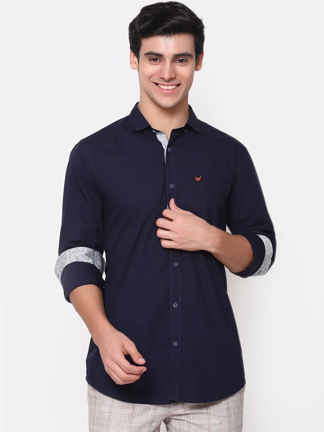 

Blackberrys Men Blue India Slim Fit Opaque Cotton Casual Shirt