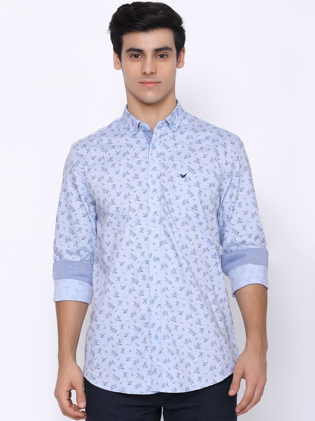 

Blackberrys Men Blue India Slim Fit Floral Opaque Printed Cotton Casual Shirt