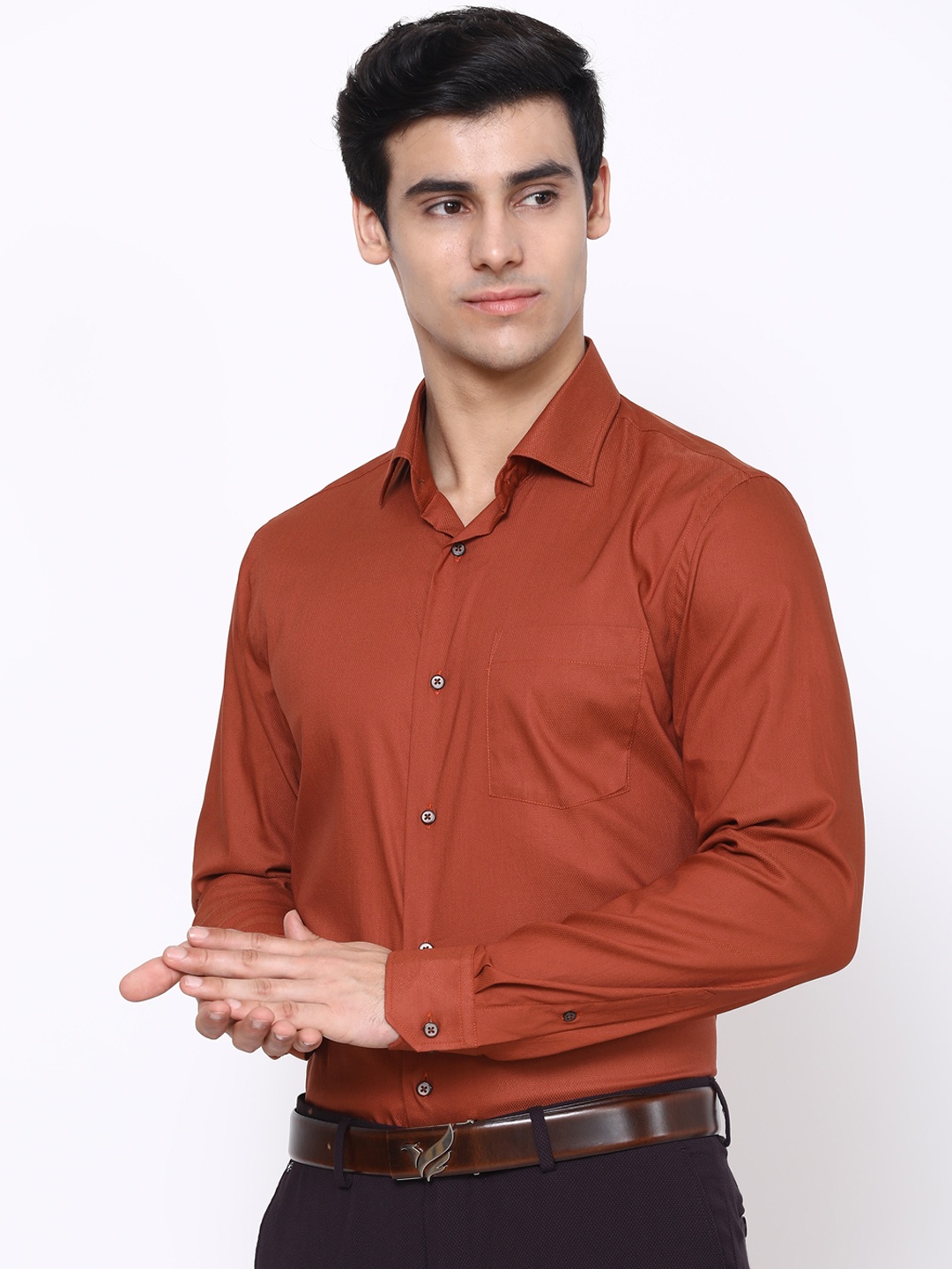 

Blackberrys Men Rust Brown Slim Fit Opaque Formal Shirt
