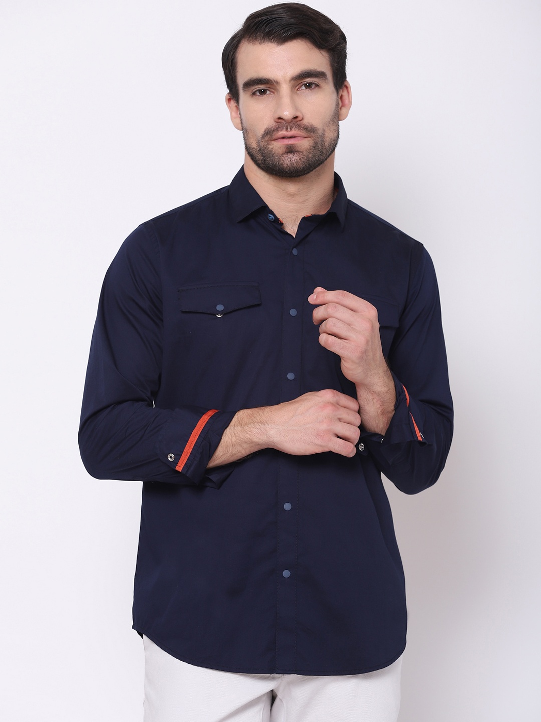 

Blackberrys Men Navy Blue India Slim Fit Opaque Casual Shirt