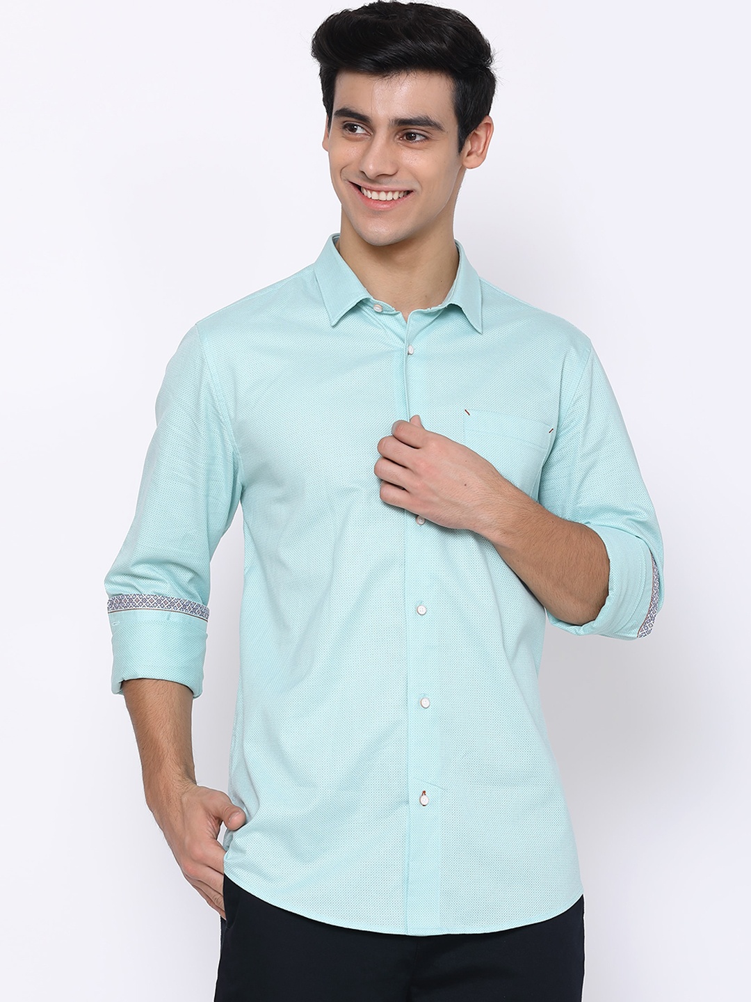 

Blackberrys Men Blue India Slim Fit Opaque Printed Casual Shirt