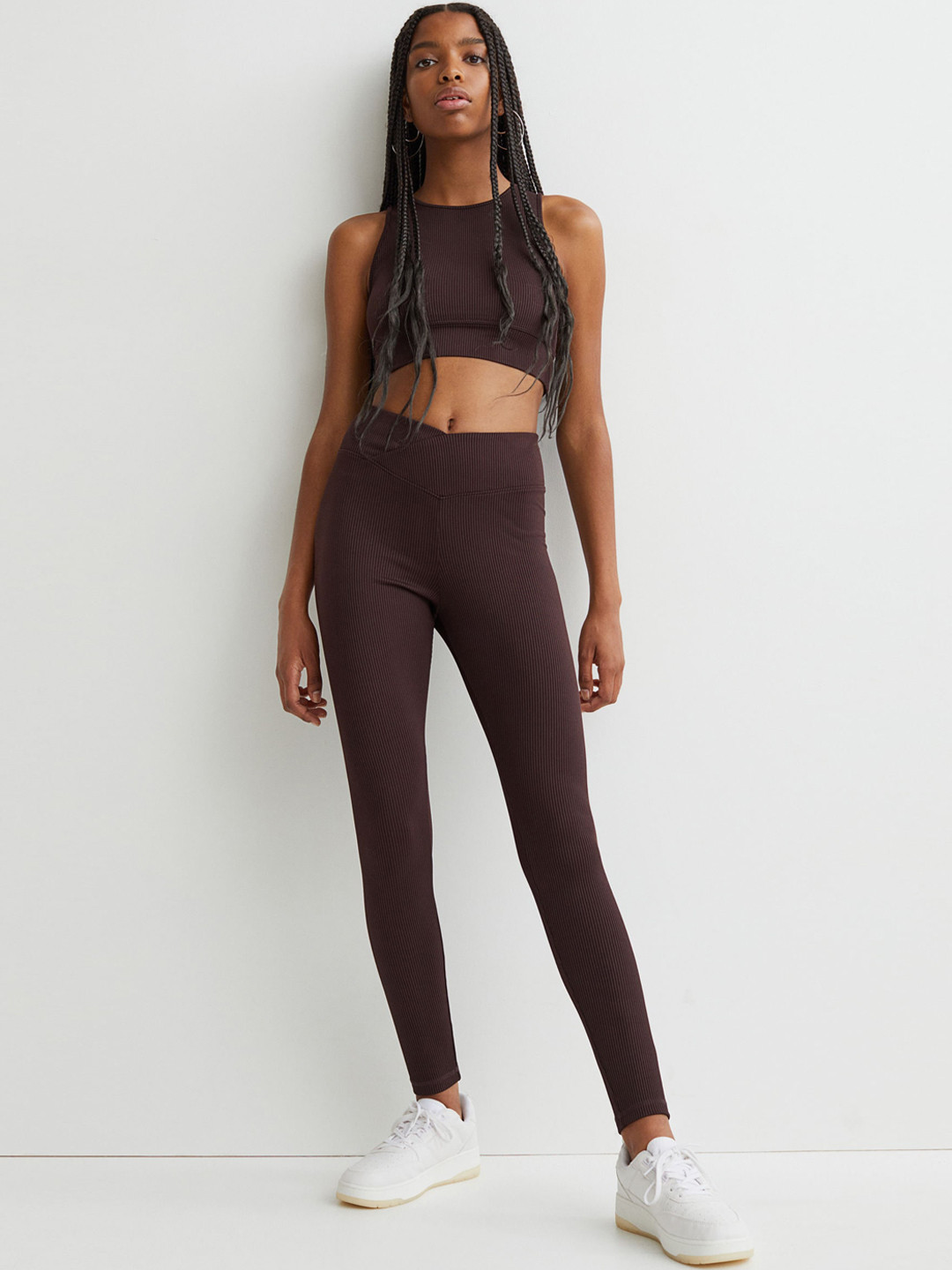 

H&M Women V-Waist Leggings, Brown