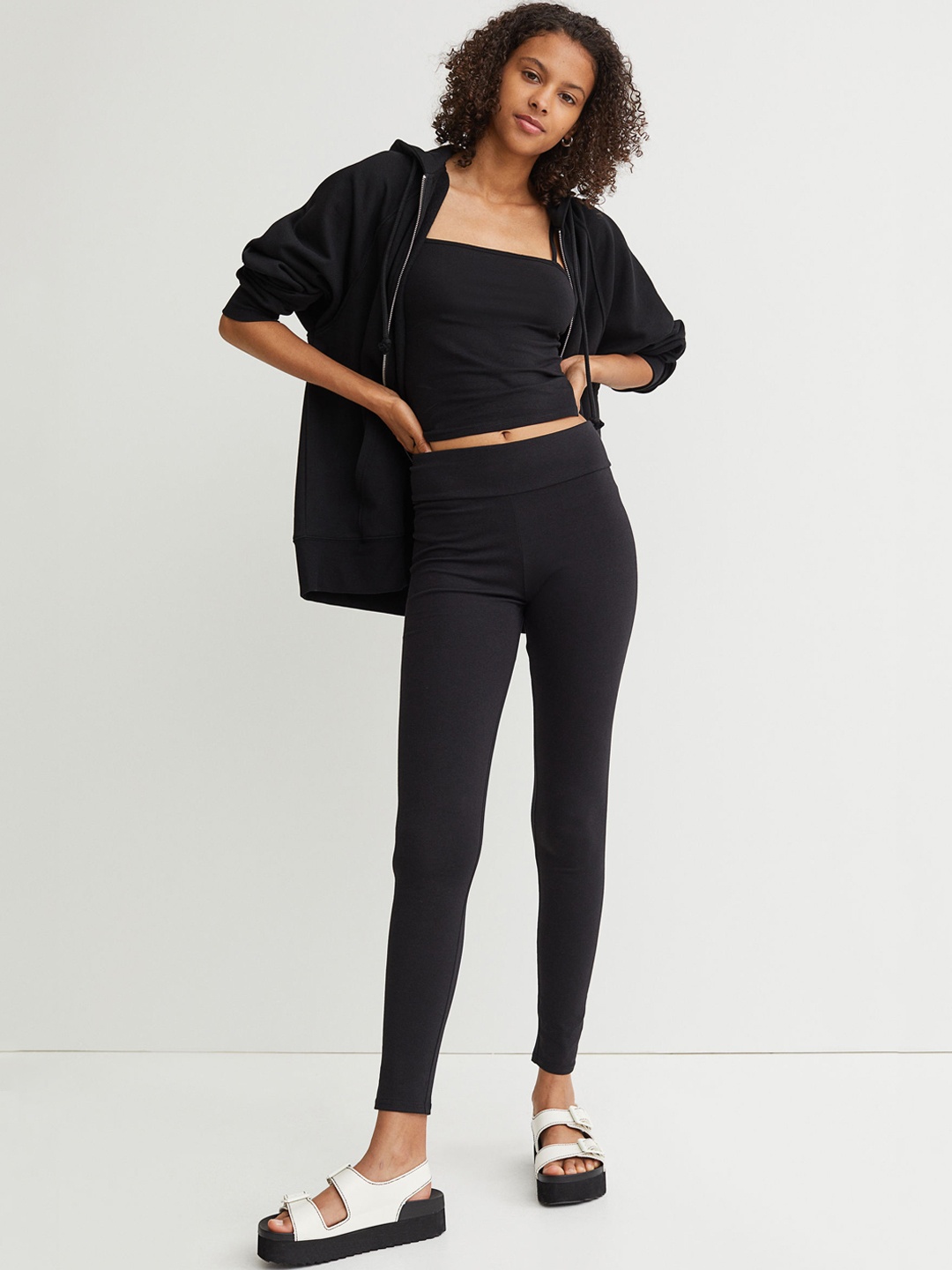 

H&M Women Black High-waisted Leggings