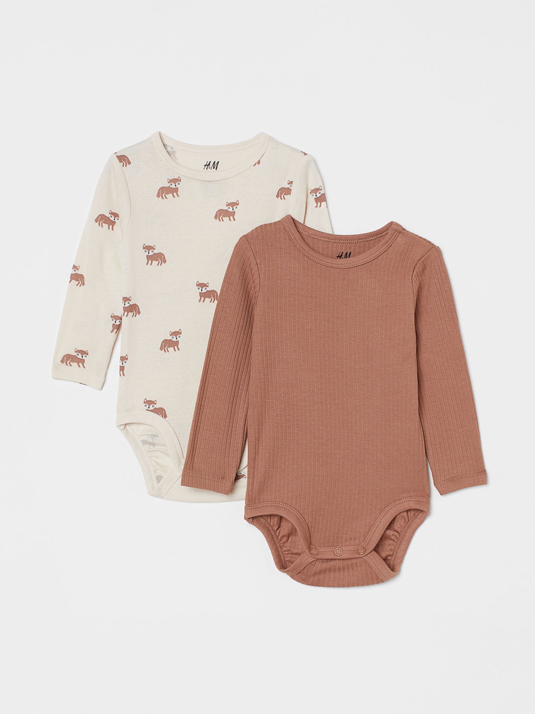 

H&M Girls Brown & Multi Long Sleeved Bodysuits Pack of 2