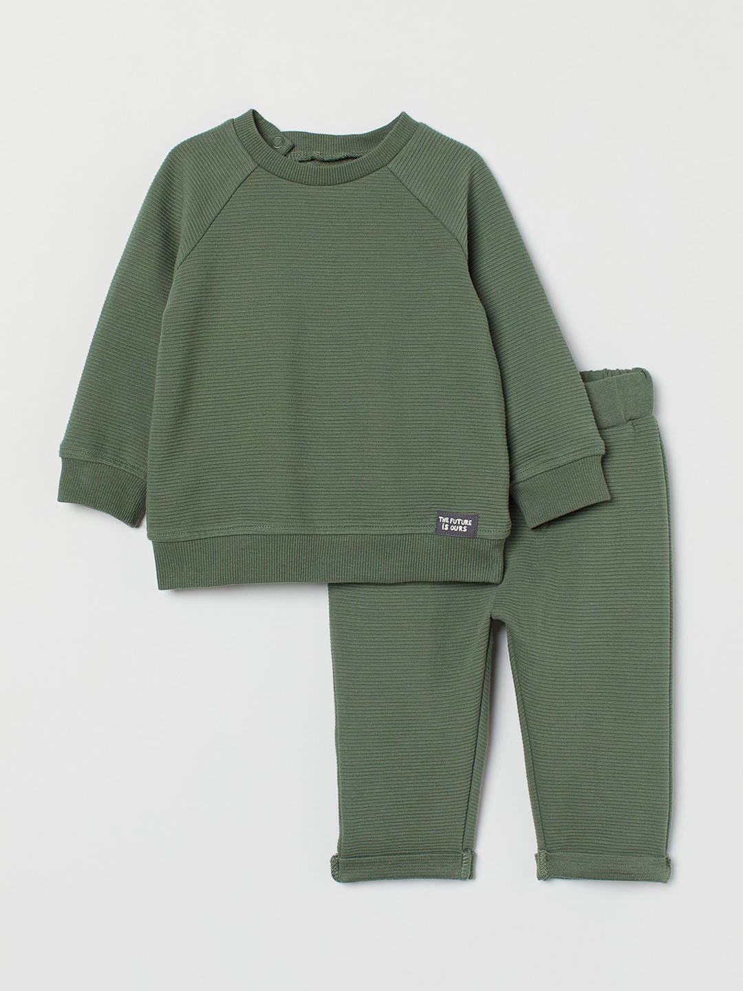 

H&M Boys Green Solid Cotton 2-Piece Sweatshirt Set
