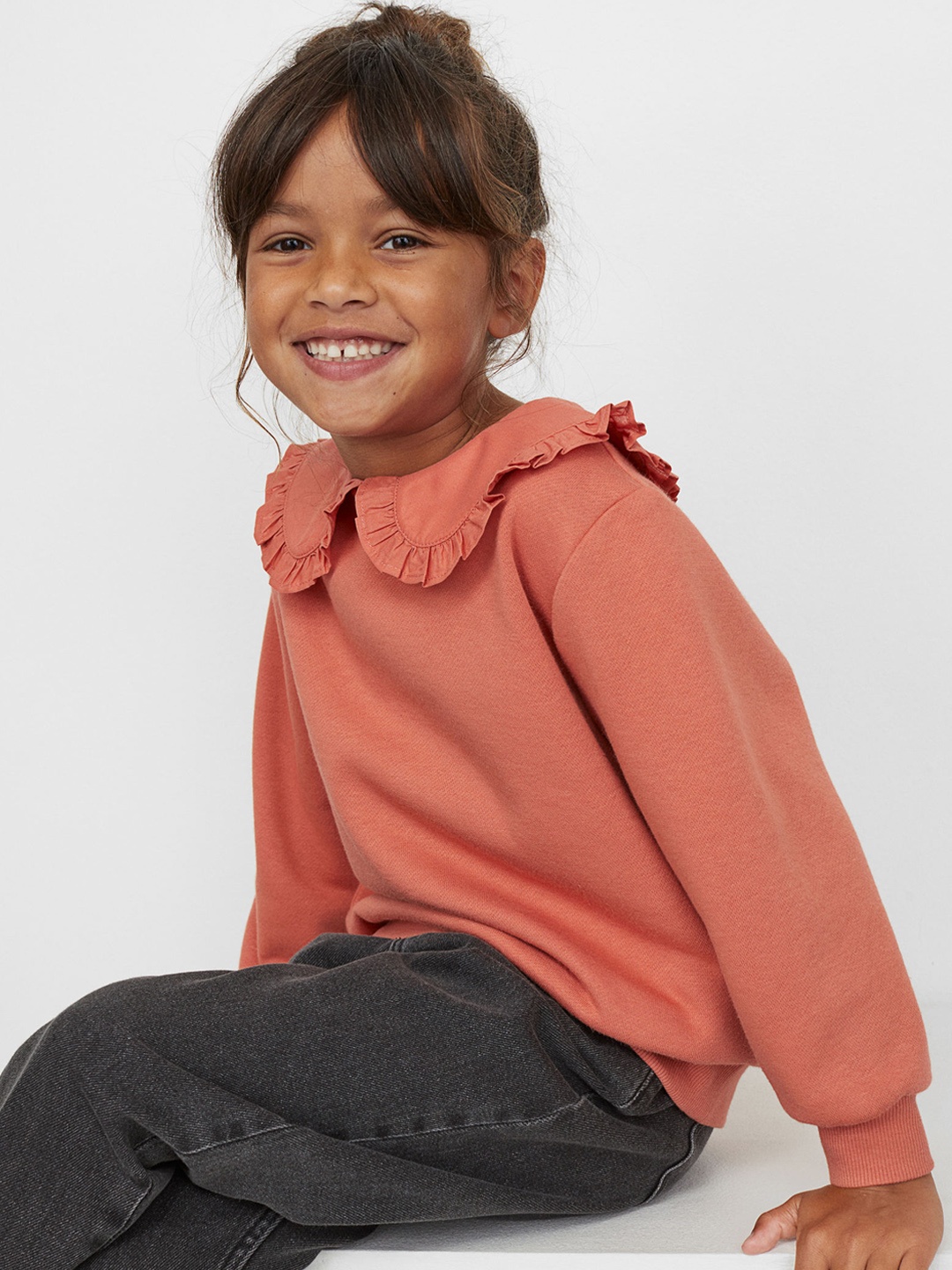 

H&M Girls Pink & Orange Peter Pan Collar Sweatshirt