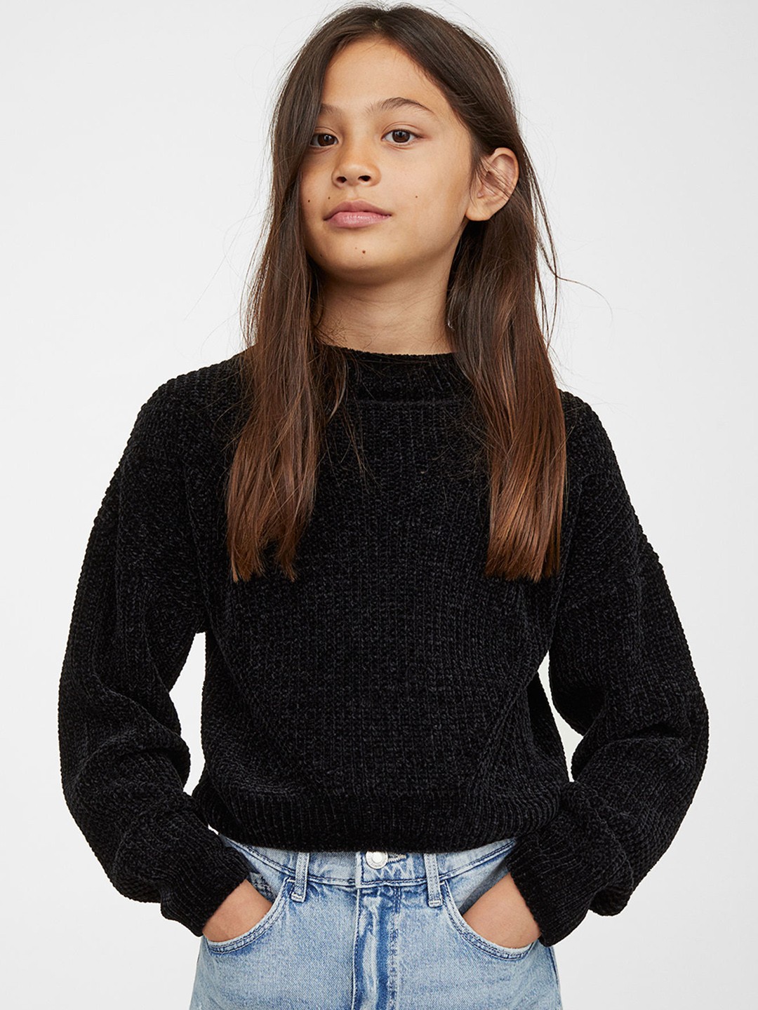 

H&M Girls Black Knitted Jumper