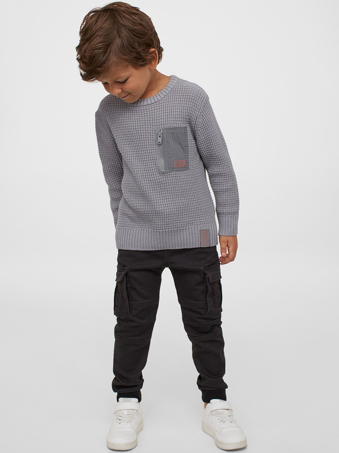 

H&M Boys Black Solid Slim Fit Cargo Joggers