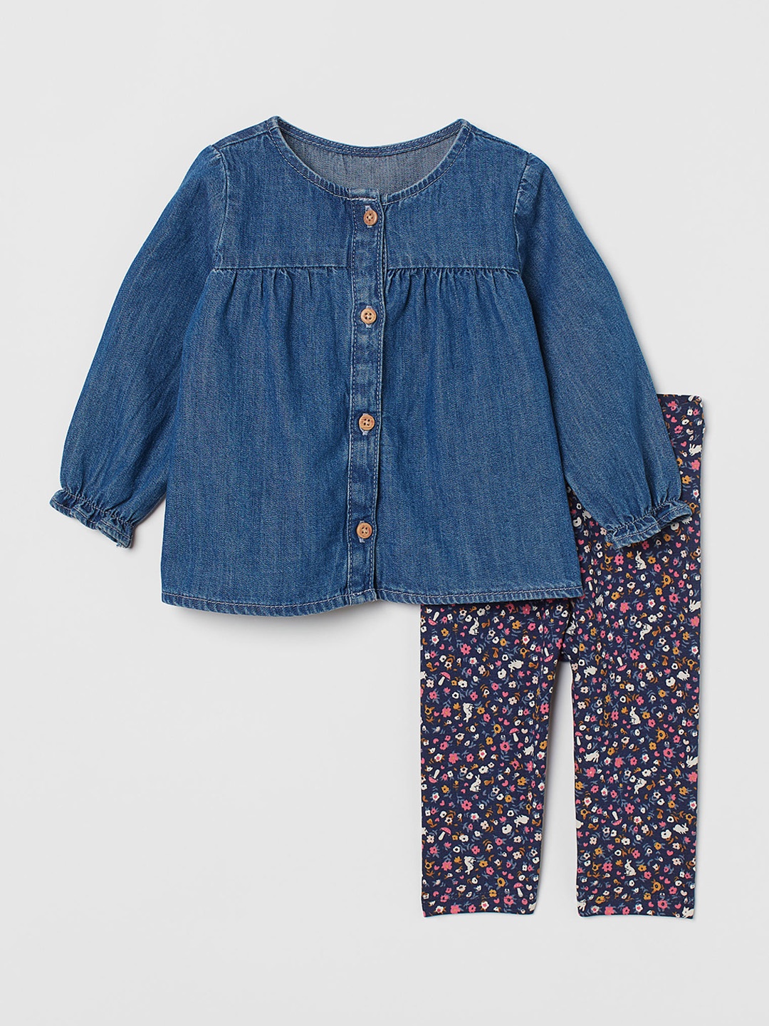 

H&M Girls Blue 2-Piece Cotton Set