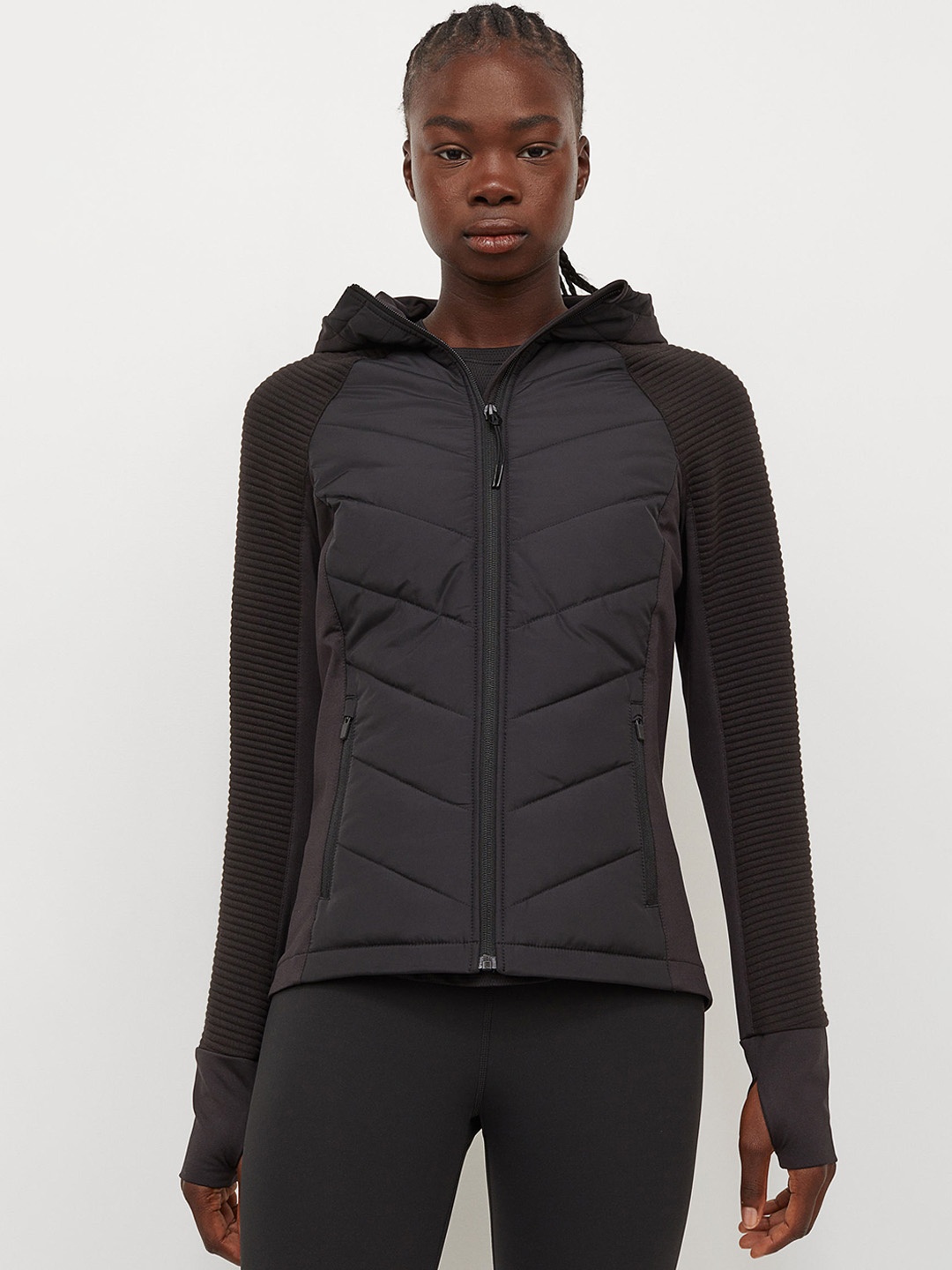 

H&M Women Black Padded Hooded Outdoor Jacket