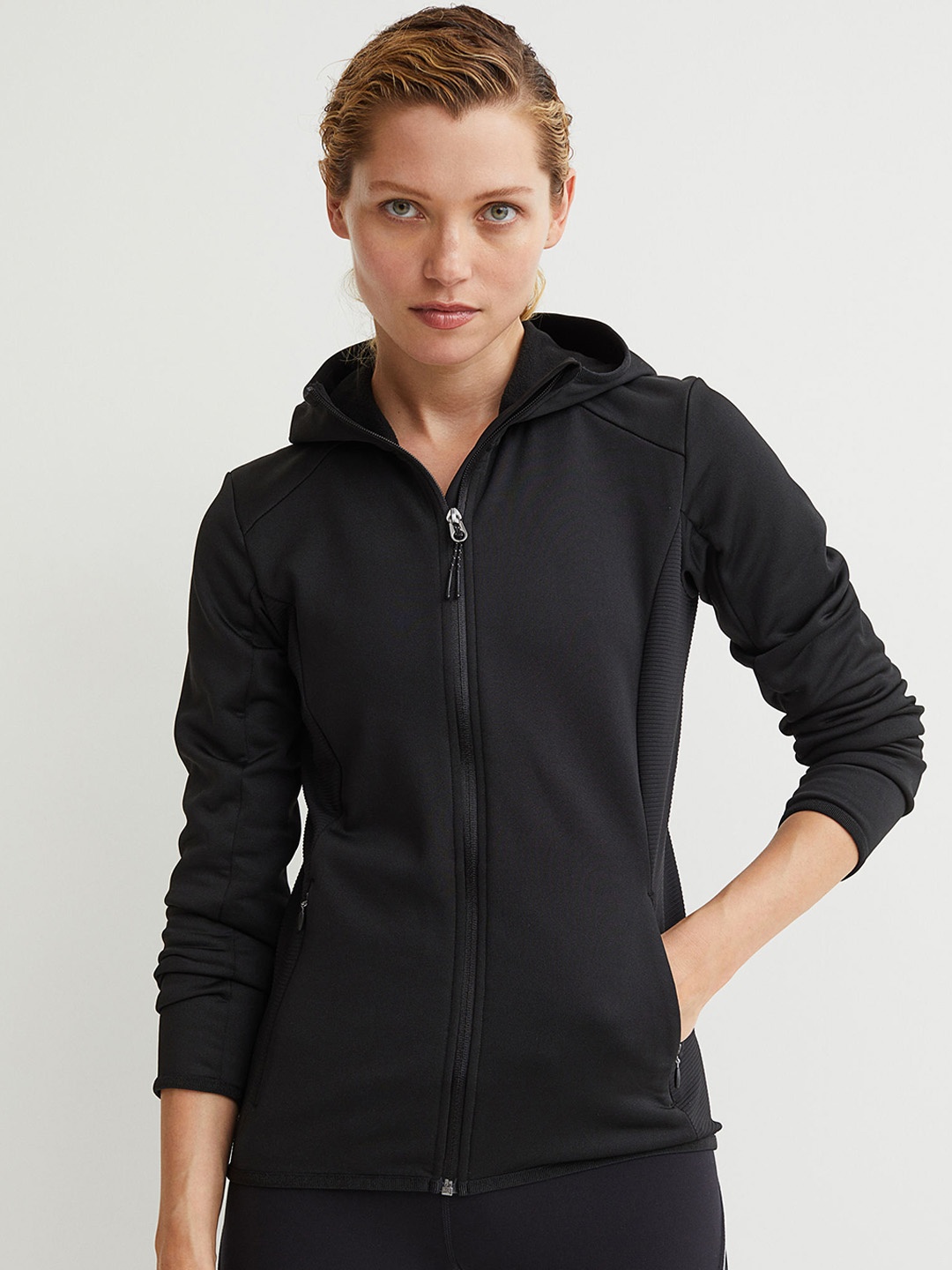

H&M Women Black Hooded Outdoor Jacket