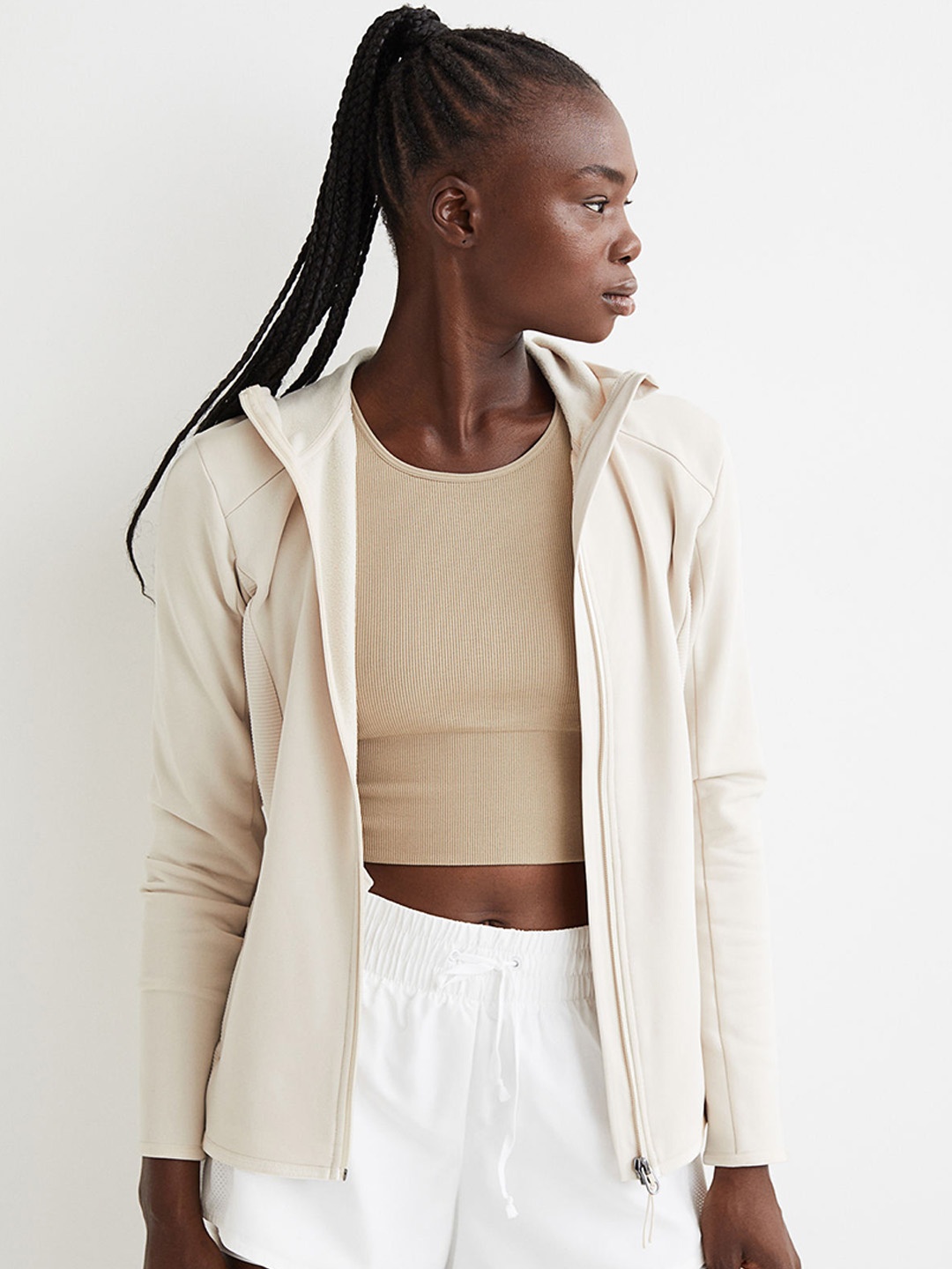 

H&M Women Beige Hooded Outdoor Jacket