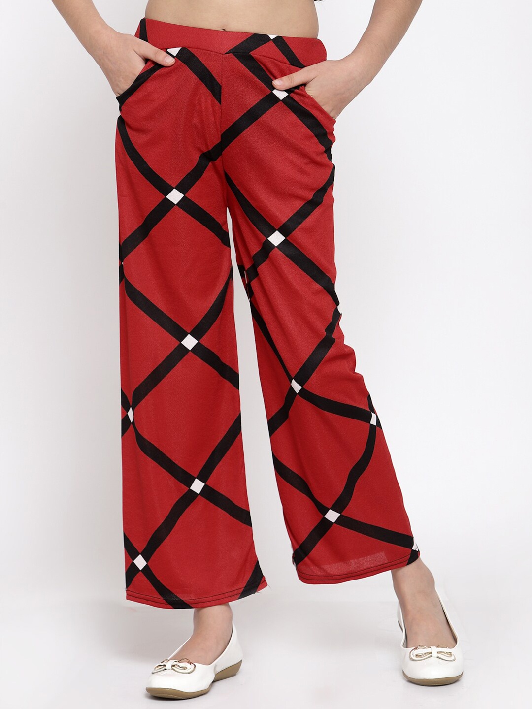 

KLOTTHE Girls Red & Black Printed Flared Palazzos