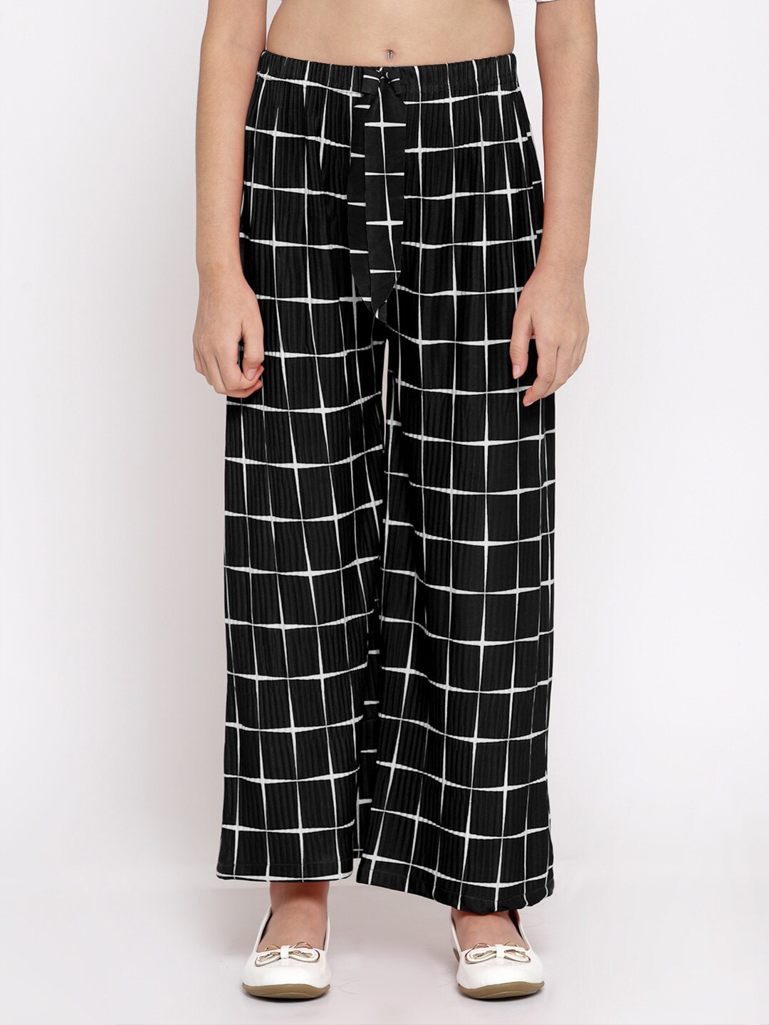 

KLOTTHE Girls Black & White Printed Palazzos