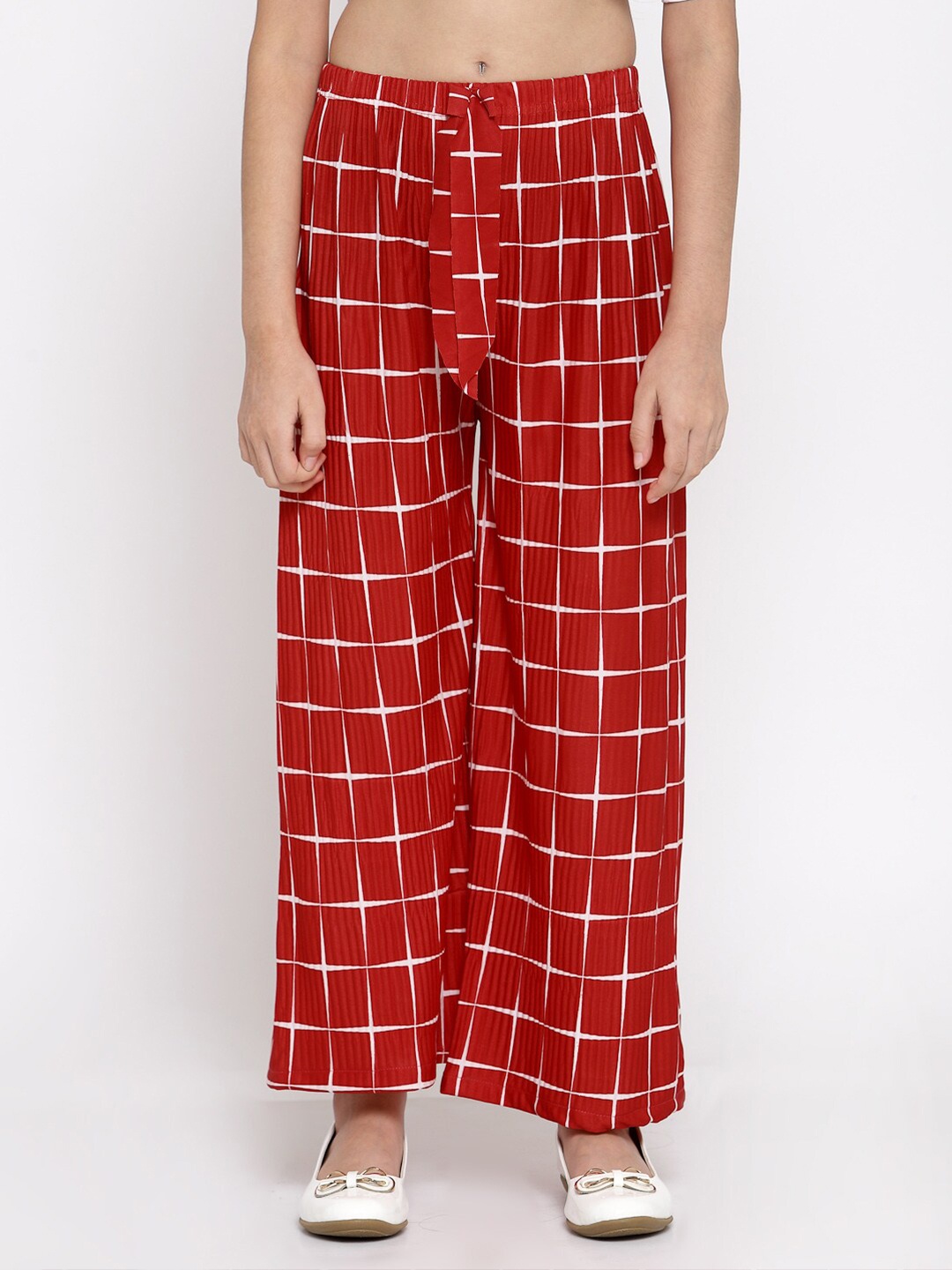 

KLOTTHE Girls Red & White Printed Palazzos